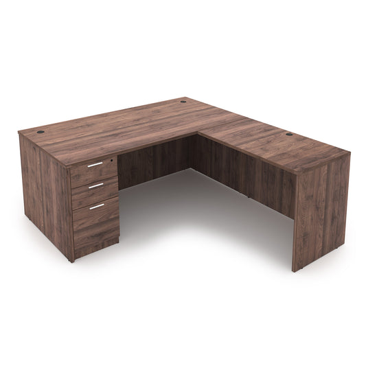 Kai L-Shaped Desk with Single Full Pedestal, 66″ x 78″