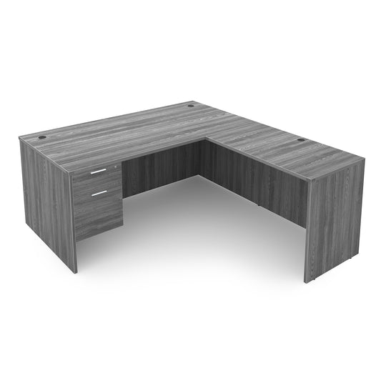 Kai L-Shaped Desk with Single Suspended Pedestal, 66″ x 72″